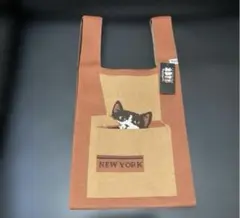新品 タグ付き　マンハッタナーズ 猫 ニット バッグ ニューヨーク ハチワレ猫のサムネイル