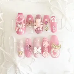 ♡No.42♡】ネイルチップ ピンク 量産型 ホイップ いちご 平成女児