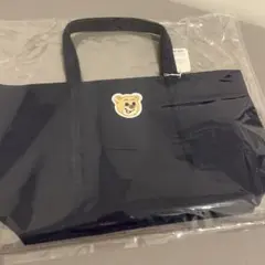 ラブラリーフェイラー　オールドテディワッペントートバッグ大　紺　ネイビー
