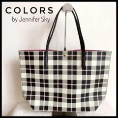 【美品】レザーチェック トートバッグ COLORS by JenniferSky