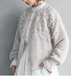 希少　新品タグ付サマンサモスモスkazumiコラボリネン花刺繍2wayニット