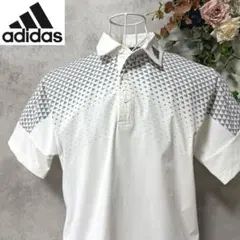 【新品】ADIDAS GOLF 半袖ポロシャツ　総柄　メンズウェア　ホワイト系