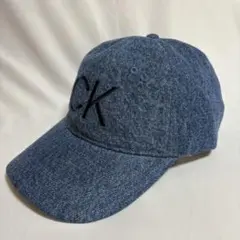 CK カルバンクライン　CK刺繍ロゴ　デニムキャップ