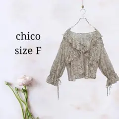 チコ【Ｆ】フリルシアー花柄長袖ブラウス