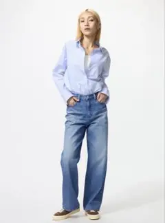 UNIQLO(ユニクロ)ワイドストレートジーンズ ブルー 24
