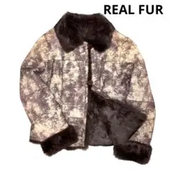 ラビットファー × シルク リバーシブル ファージャケット レディースM