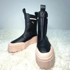 PUMA サイドゴアブーツ 厚底 ブラック チェルシーブーツ メイズ 핑크