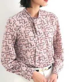 ANAYI　キカプリント　ブラウス　ボウタイシャツ　M　アナイ　近年　美品