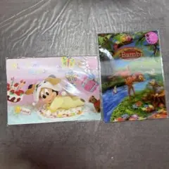 Disney ミッキー バンビ ポストカード メッセージカード 2枚セット 3D