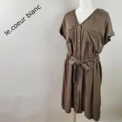 ルクールブランlecoeurbiancオールレーヨンサファリワンピースカーキ