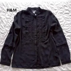 H&M 長袖ブラウス 黒 インド製 刺繍