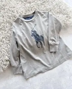 ラルフローレン キッズ 長袖Tシャツ グレー 120　ビッグポニープリント入り