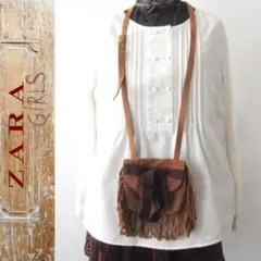 ZARA GIRLS／ザラガールズ★　スウェード　フリンジ　ミニショルダーバッグ