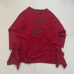 長袖カットソー アシンメトリー スタッズ 平成ギャル y2k レッド