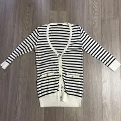LE SOUK ボーダー カーディガン 金ボタン