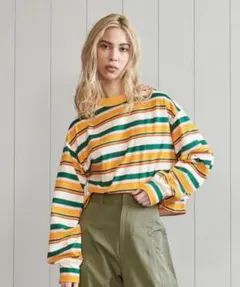 H BEAUTY &YOUTH マルチボーダー長袖カットソー