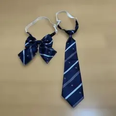 制服 リボン ネクタイ セット 紺 ストライプ 王冠刺繍