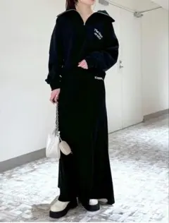 Heatherハーフジップ ブラック トレーナー