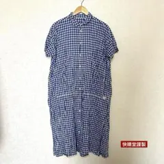快晴堂謹製　ギンガムチェック　シャツワンピースのサムネイル