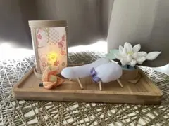ちりめん細工　つまみ細工　お盆飾り 精霊馬 蓮の花 行灯　ナチュラルのサムネイル