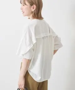 アメリカンホリック✩バックフリルTシャツ バックフリルラウンドカットプルオーバー