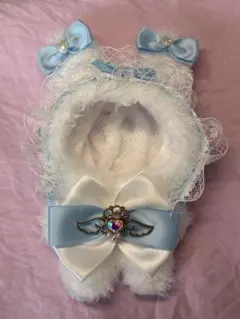 本日発送】着ぐるみ ぬい服 作家 ホワイト ブルー くま 13cm - メルカリ
