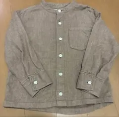 無印良品 スタンドカラー襟なしシャツ ブラウン110cm