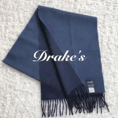 Drake's ドレイクス　アンゴラ混　リバーシブルマフラー　ブルー×ネイビー