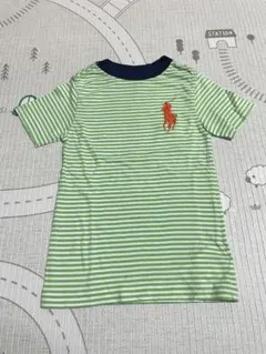 POLO RALPH LAUREN 緑/白ストライプ Tシャツ 100cm