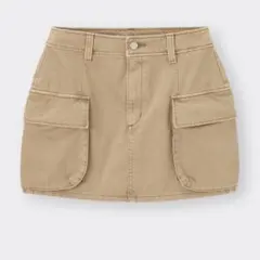 GU ベージュ カーゴ ミニスカート S