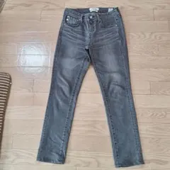 SOMETHINGテーパードストレートリヨセル混 デニムパンツ26 SKY38