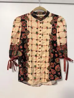 最終値下美品DSQUARED2 21SS 花柄シルクブラウス 切替 シャツ 38のサムネイル
