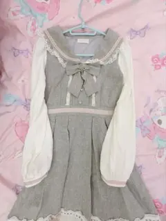 リズリサ　チェック柄セーラー襟ミニワンピース