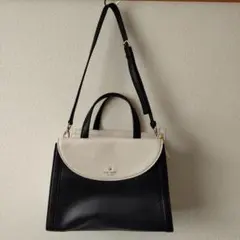 【お値下】kate spade ハンドバッグ 黒/白　ショルダー付き