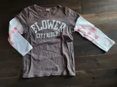 デニム＆ダンガリー　レイヤード9分丈ロンT　160cm　ブラウン　長袖Tシャツ