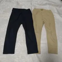 100 フリース ロングパンツ 2枚セット 黒 ベージュ