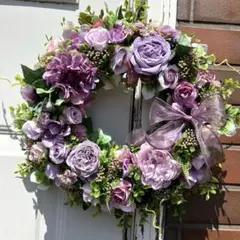 フラワーリース 風薫る17 咲き誇る花たちとグリーン 玄関リース 造花