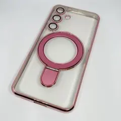 ［Galaxy S25］ケース ピンクゴールド リング付き クリアカバー