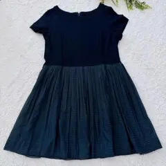 組曲 KUMIKYOKU ドッキングワンピース プリーツ大きいサイズ 7ネイビー