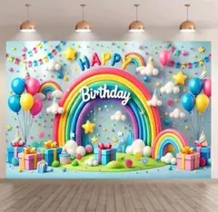 タペストリー 背景布 誕生日パーティー バースデー 虹空おうちフォト