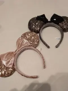 【ディズニー】ミニーちゃんスパンコールカチューシャ　2点セット