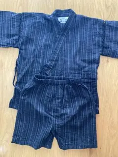 綿100% 甚平100 ストライプ　黒　夏