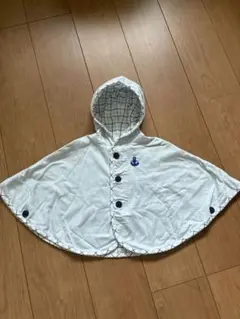 【美品】ミキハウス フード付きポンチョ リバーシブル