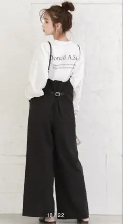 ラジェム　フェイクレザー　サスペンダーサロペット　lagemme 黒　ブラック