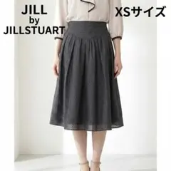 ジルスチュアート フレア ひざ丈 スカート Sサイズ 黒 ブラック 織り柄 総柄