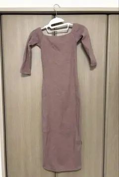 ZARA リブニット オフショル ワンピース　七分袖