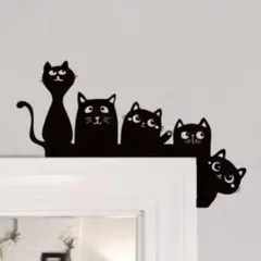 新品 黒猫 ドアコーナー飾り 木製 猫インテリア 猫雑貨 壁飾り かわいい