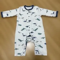 西松屋　ベビー　ロンパース　恐竜　ダイナソー　白　青　緑　グレー　70-80