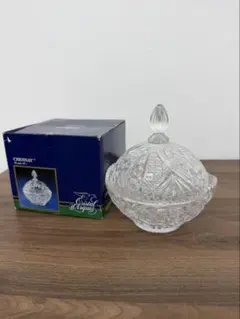 クリスタルガラス 蓋付きボウル カットガラス