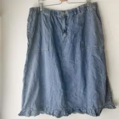 SHEIN CURVE 【4XL】大きいサイズ デニムフレアスカート 裾フリル
